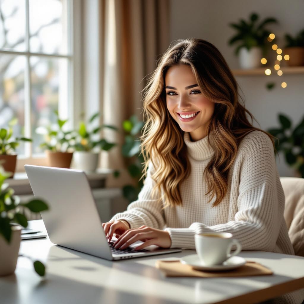 Woman earning a remote income on her laptop