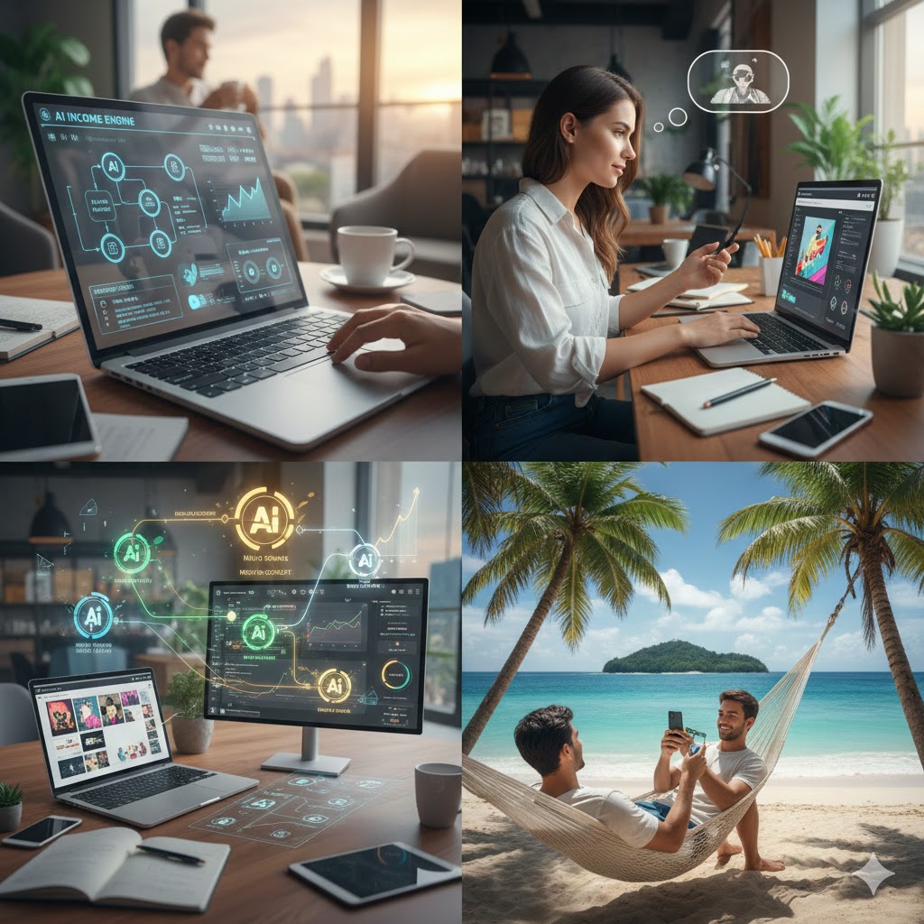 Freelancing for Beginners with AI people all working as digital nomads