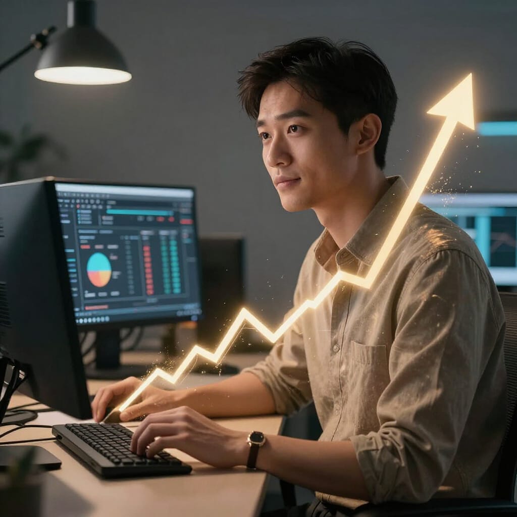 man creating Quality Affiliate marketing Content for Google on laptop