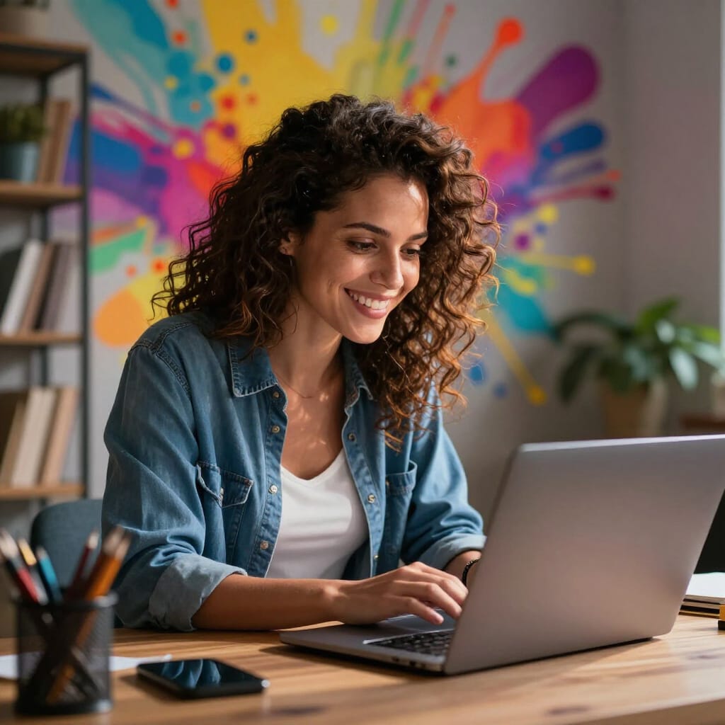 Happy Woman on laptop Learning How to Freelance Online