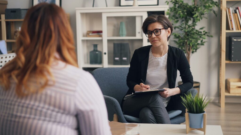 Woman in a job interview discussing her employability skills with the employer