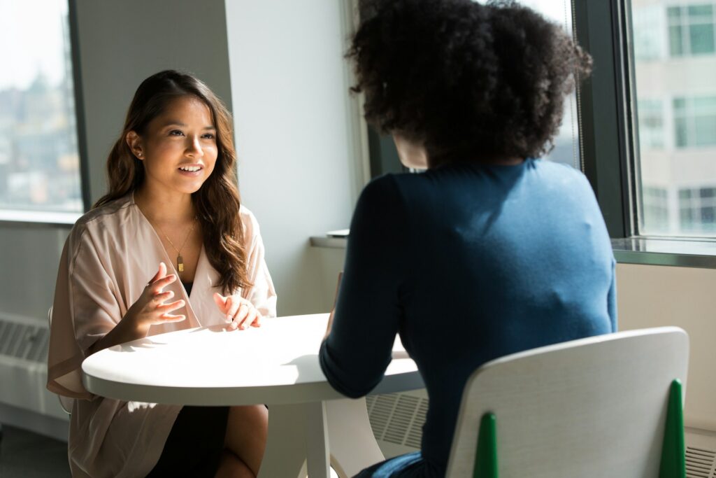 Woman at a job interview