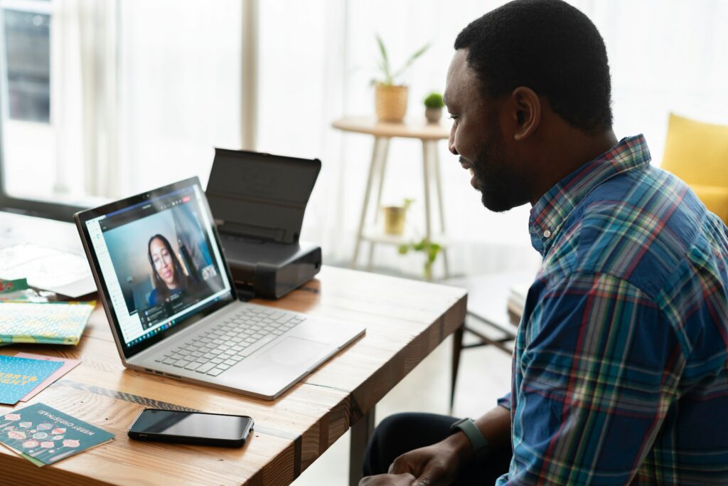 Candidate preparing for a job interview using AI
