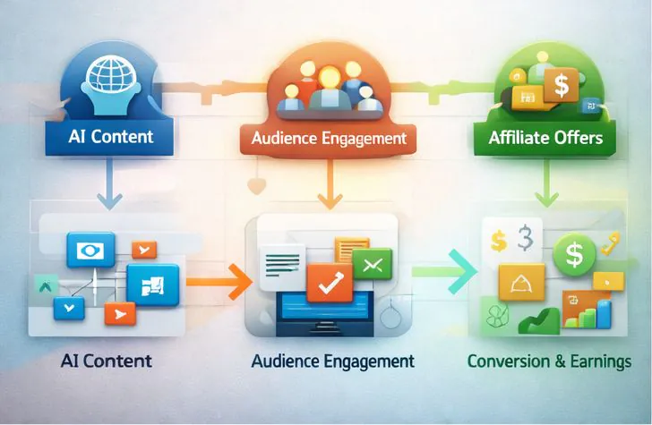 The flow for using AI tools in Affiliate marketing