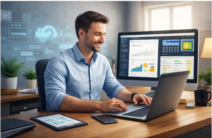 Freelancer learning new skills online to grow remote career and attract better clients